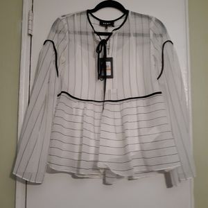 DKNY SHEER PEPLUM TOP